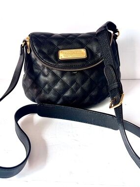 Marc Jacobs Black Quilted Leather Crossbody with Gold Hardware